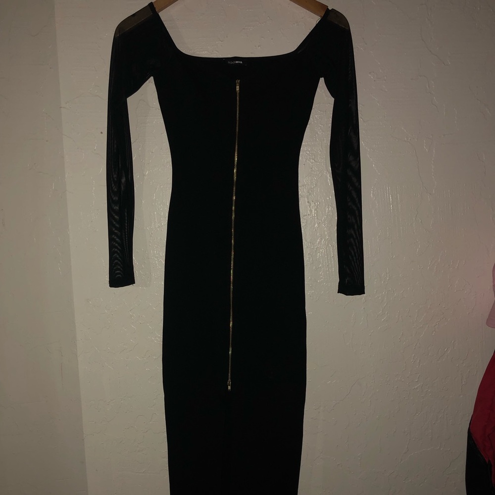 Fashion Nova Black Zip Up Dress